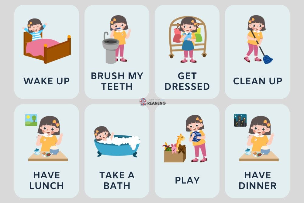 กิจวัตรประจําวัน ภาษาอังกฤษ